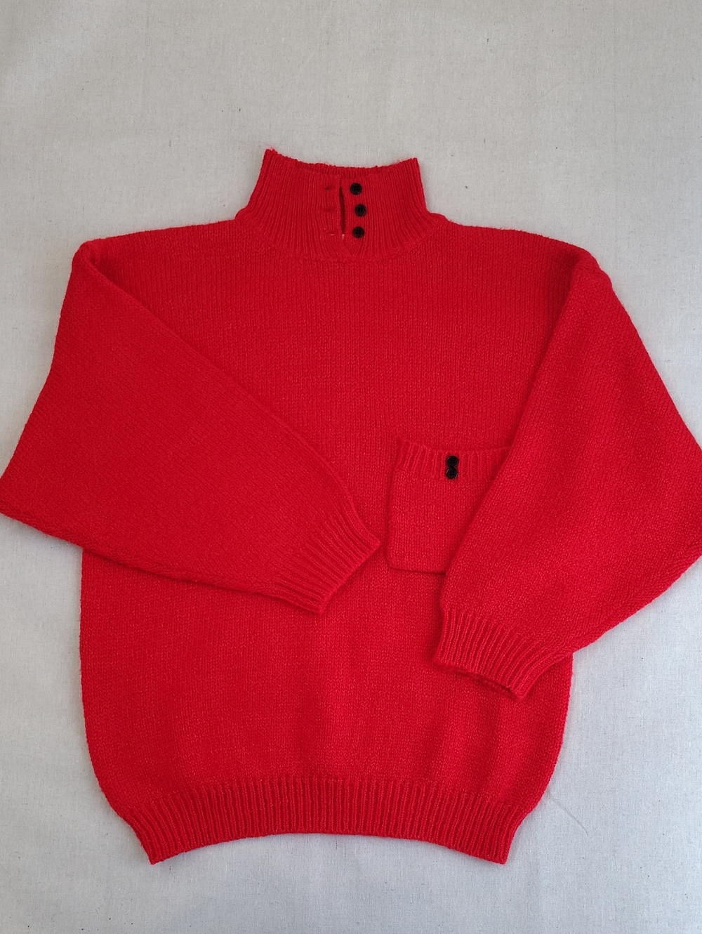 Women's Red Button-Trim Turtleneck Sweater Medium
